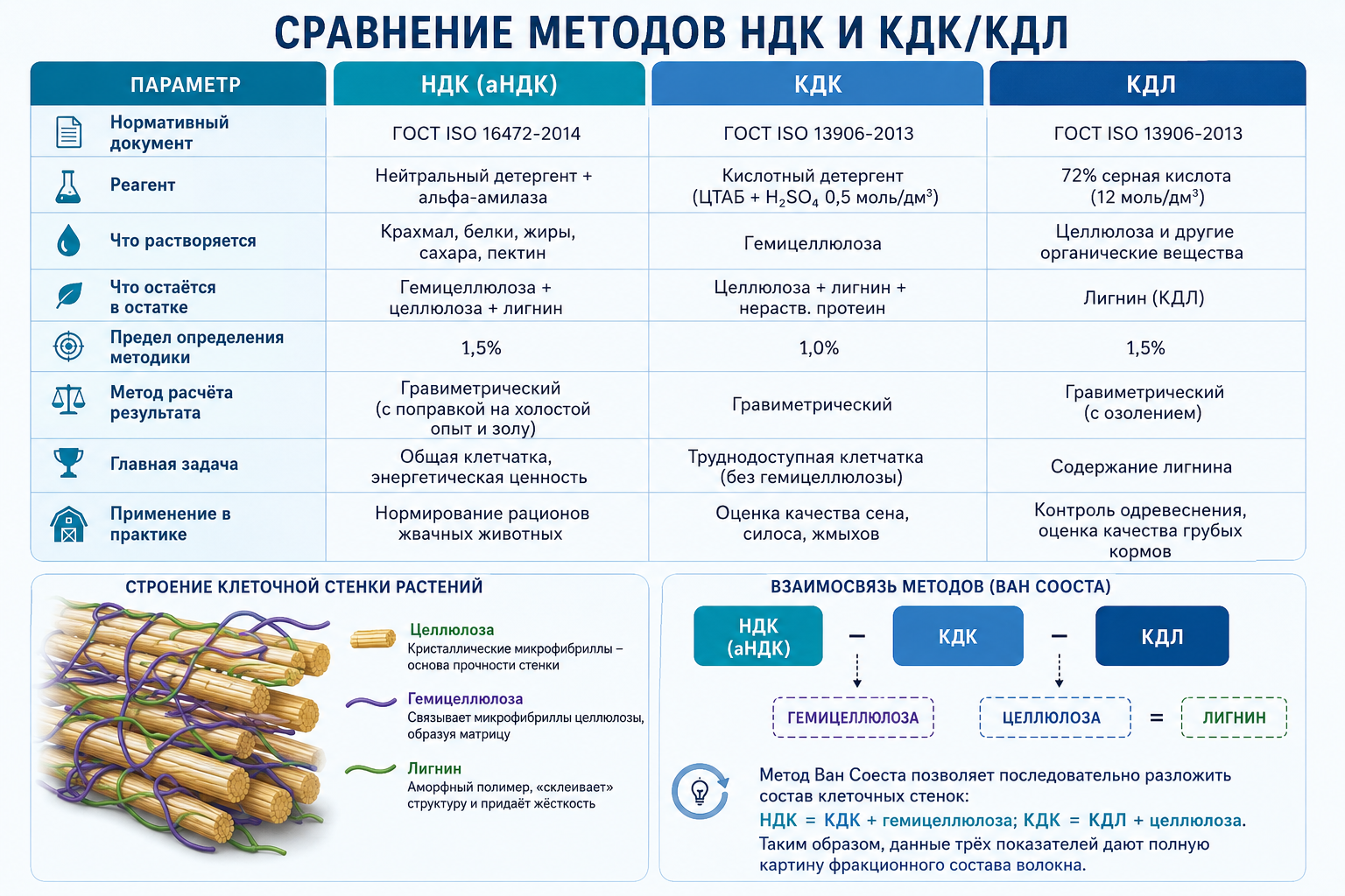 Определение НДК, КДЛ и КДК в кормах